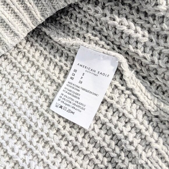 American Eagle Oversized Cable Knit Sweater (S, Grey) - Picture 5 of 7